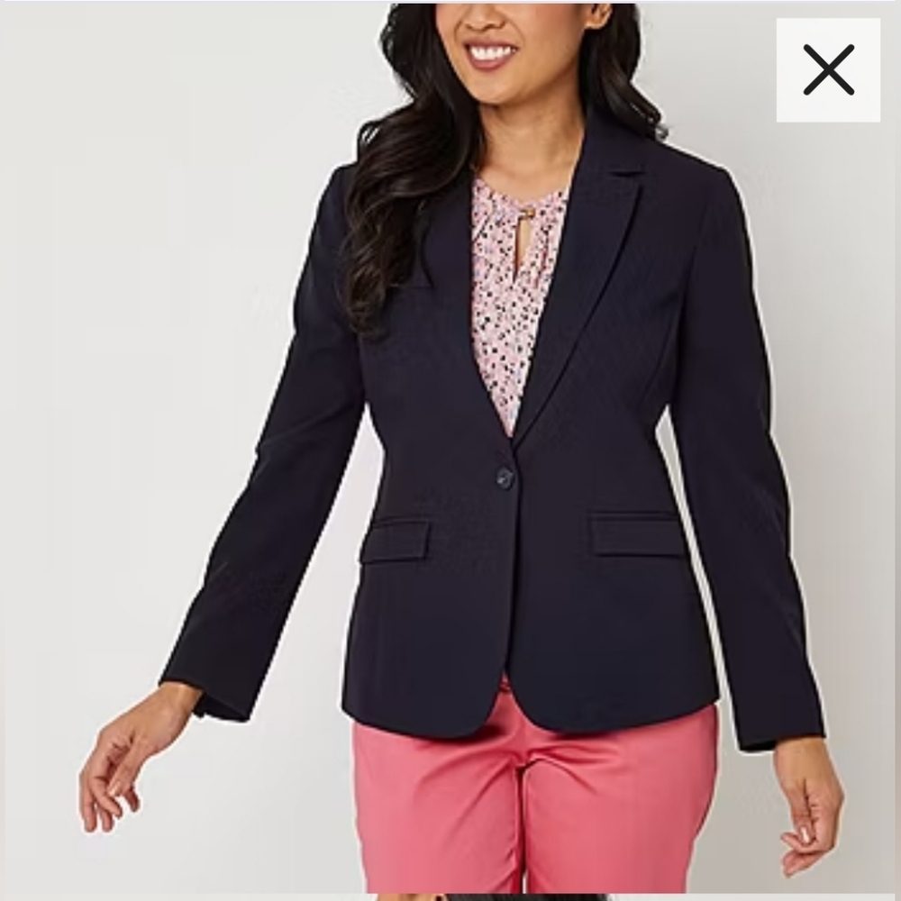 Liz Claiborne Tall Classic Fit Blazer - Navy - Tall Cut